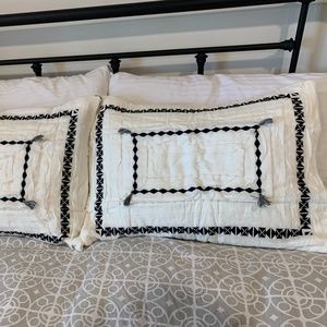 Quilted White Shams with Black Trim
